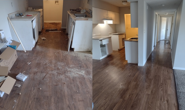 Nettoyage fin de chantier illustration avant apres